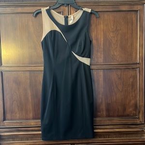 Woman’s Black sheath dress with Nude mess Size M